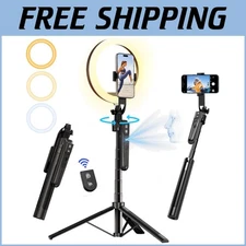 360° Rotation Face Tracking Tripod with Detachable Ring Light for Vlogging
