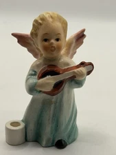 Vintage GOEBEL Angel  Playing Guitar  Ceramic  Figurine Germany Candleholder￼