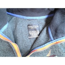 Nautica Fleece Jacket Boys XL 18/20 Blue Orange Full Zip Mock Neck