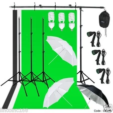 Photography Lighting Muslin Backdrop Boom Stand Studio Kit 3 Backdrop 3 Light