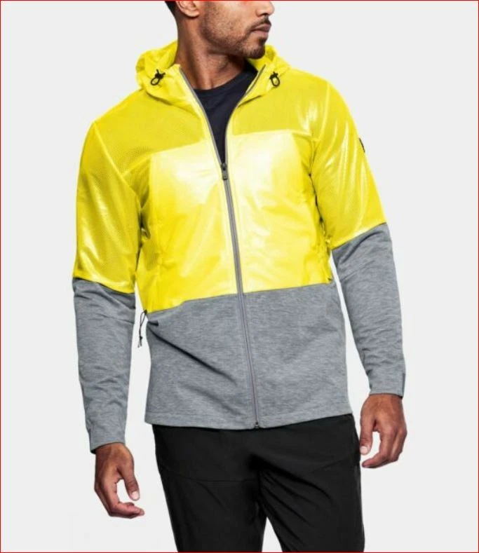 new UNDER ARMOUR men jacket fitted coldgear yellow grey S MSRP