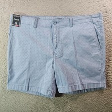 NWT Roundtree Yorke Casuals Shorts Men 42 x 7" Stretch Geometric Light Blue