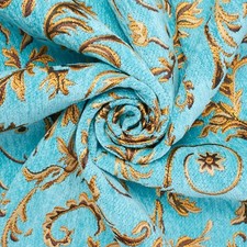 Floral Scroll Metallic Chenille 57" Heavyweight Upholstery Jacquard Fabric