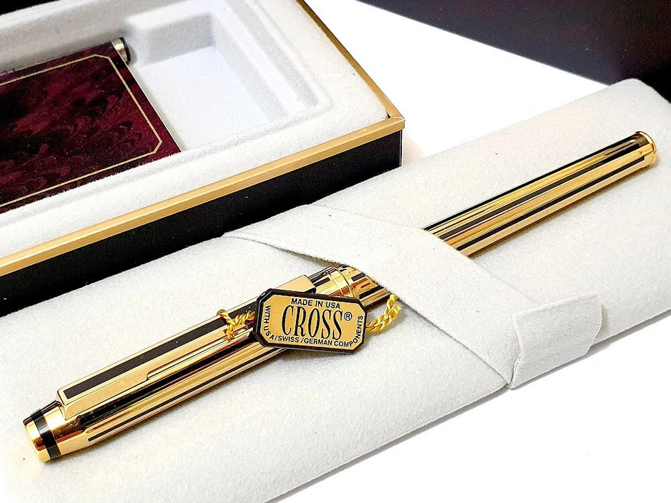 Cross Signature Roller Ball 22K 916 Gold Electroplated um 1990 Full Set NEU - Bild 3 von 4