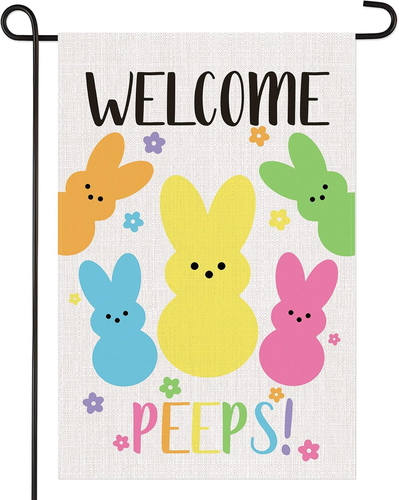 Easter Decor Double Sided Welcome Easter Bunny Garden Flag 12X18 Inch Spring Yar