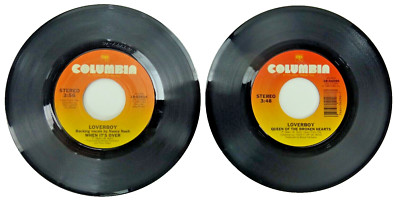 Loverboy Lot of 2 Vinyl 45 RPMs - When It's Over Queen Of The Broken Hearts VG