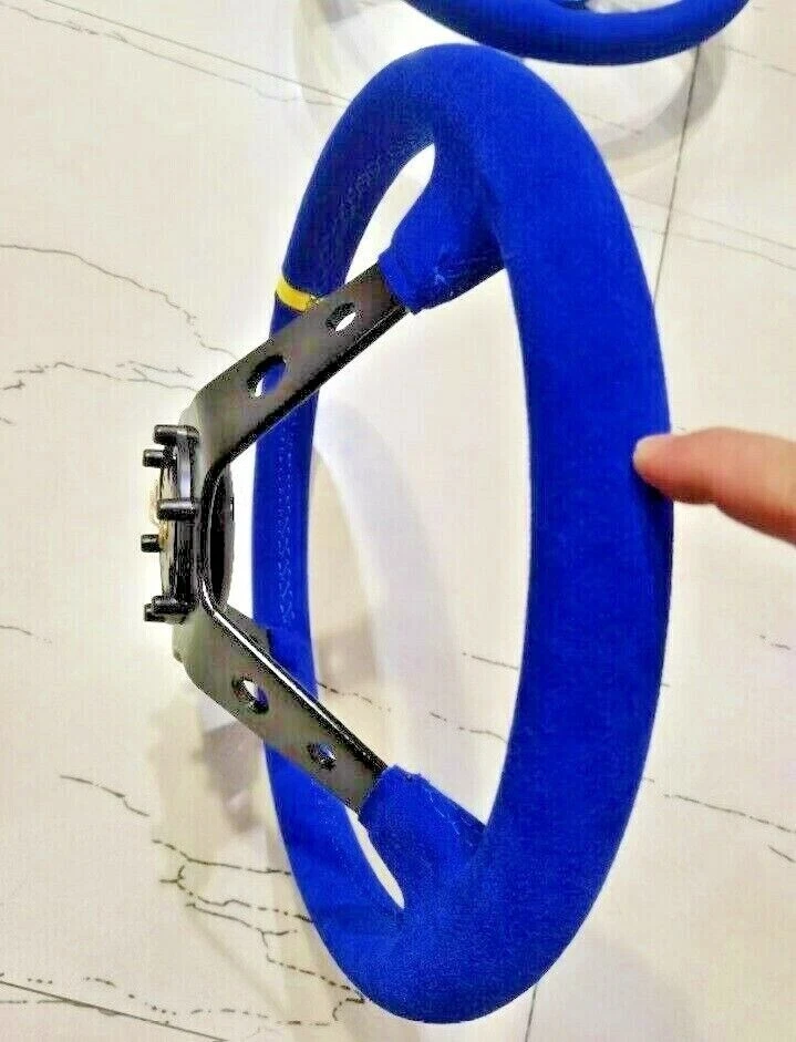 350mm Blue Suede Leather Deep Dish Racing Steering Wheel Fit MOMO Hub OMP hub - Image 2 of 4