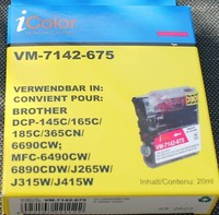 Icolor Tintenpatrone FüR Brother (Ersetzt LC980/LC1100), Magenta