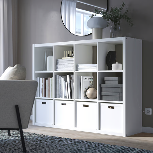 IKEA KALLAX Shelving Unit with Inserts Storage Display Organizer White 112x147cm - Picture 2 of 9