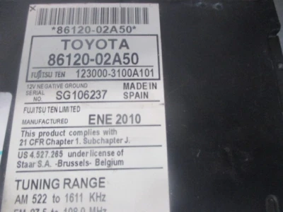AUTORADIO RÉCEPTEUR TOYOTA AURIS 8612002A50 2200604 - Photo 1/4