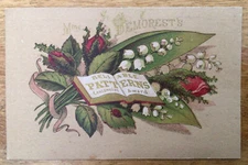 VTG Victorian Trade Card, MME DEMOREST’S RELIABLE PATTERNS, Pretty Bouquet