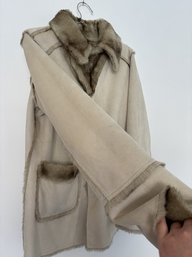Vtg Dennis Basso Reversible F. Suede/Fur Coat Jacket Sheepskin Winter Autumn M - Picture 13 of 15