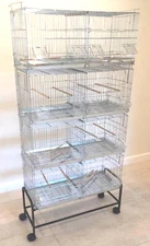 Stainless Galvanized LARGE CAMBO-4 of Breeder Cages Bird Finches Rolling Stand