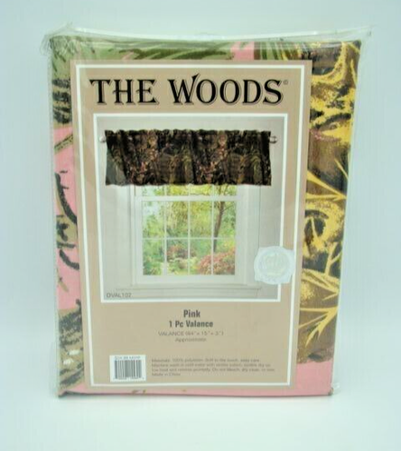 The Woods 1 Pc Pink Valance Rustic Camo Lodge Log Cabin Decor (84"x15") Curtain - Picture 2 of 7