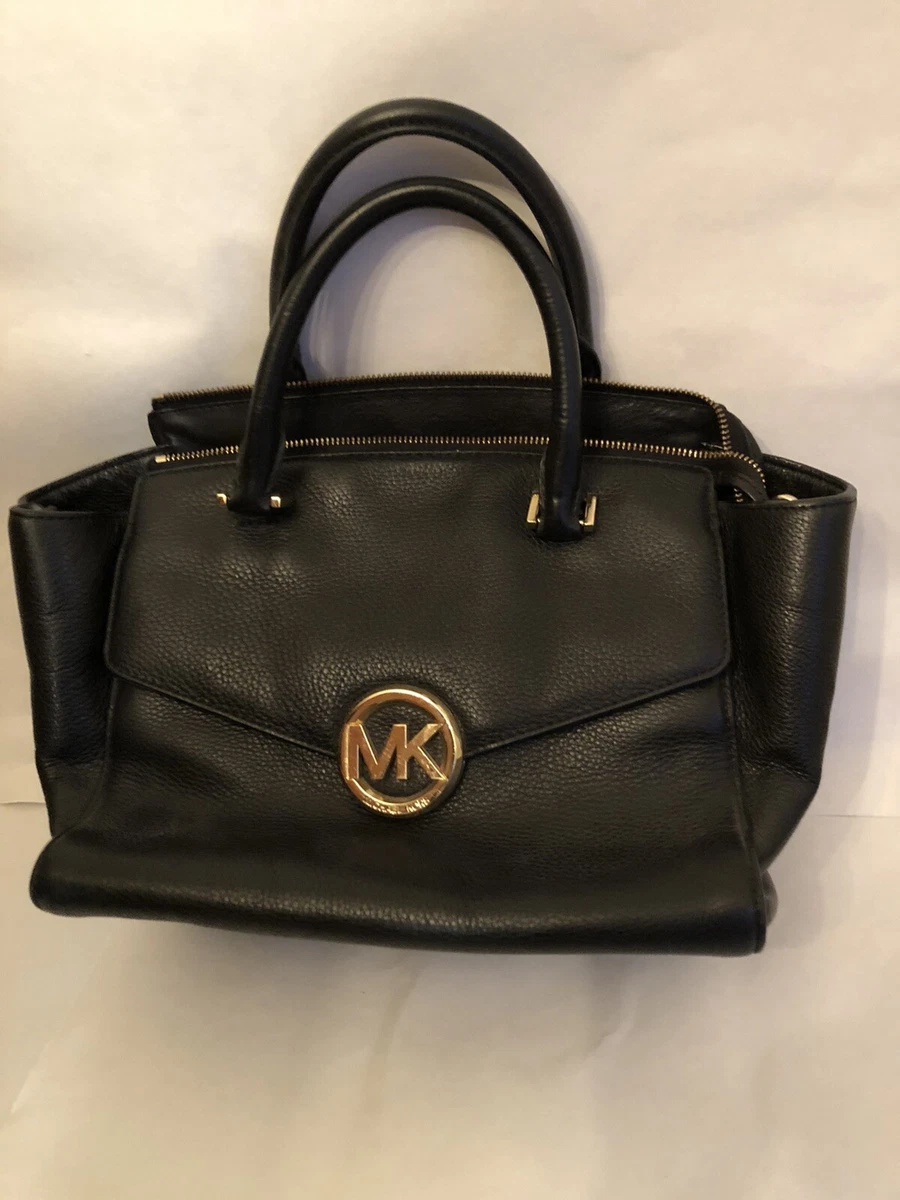 Michael Kors Hudson Black Leather Large Satchel 35H4GHUS3L Pebbled Handbag Nice