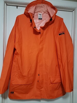 2XL NEW Helly Hansen PVC Rain Coat Jacket Orange Waterproof Windbreaker WorkWear