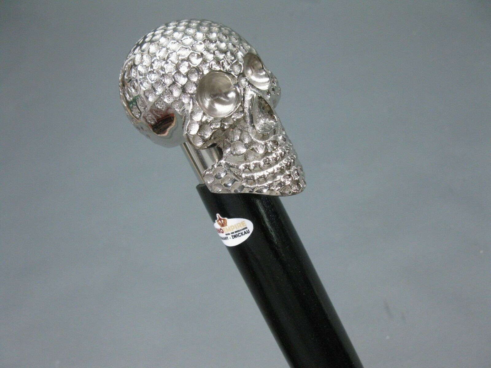 Solid Chrome Brass Skull Designer Head Handle Bla… - image 14