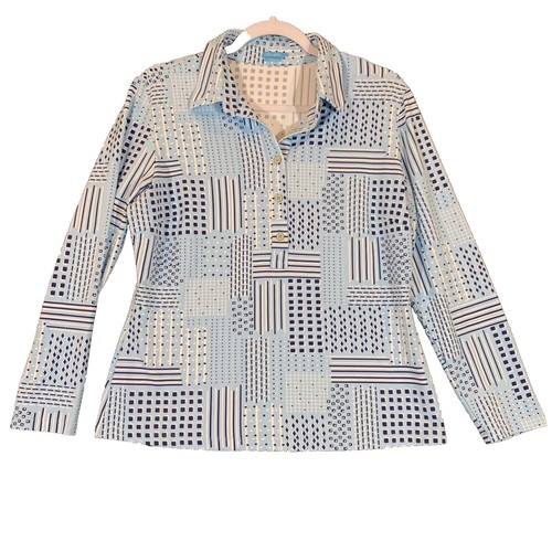 Haut Femme JMcGlaughlin Taille S Neuf Avec étiquettes - Manches 3/4, Motif Chaînes, Marine Et Or