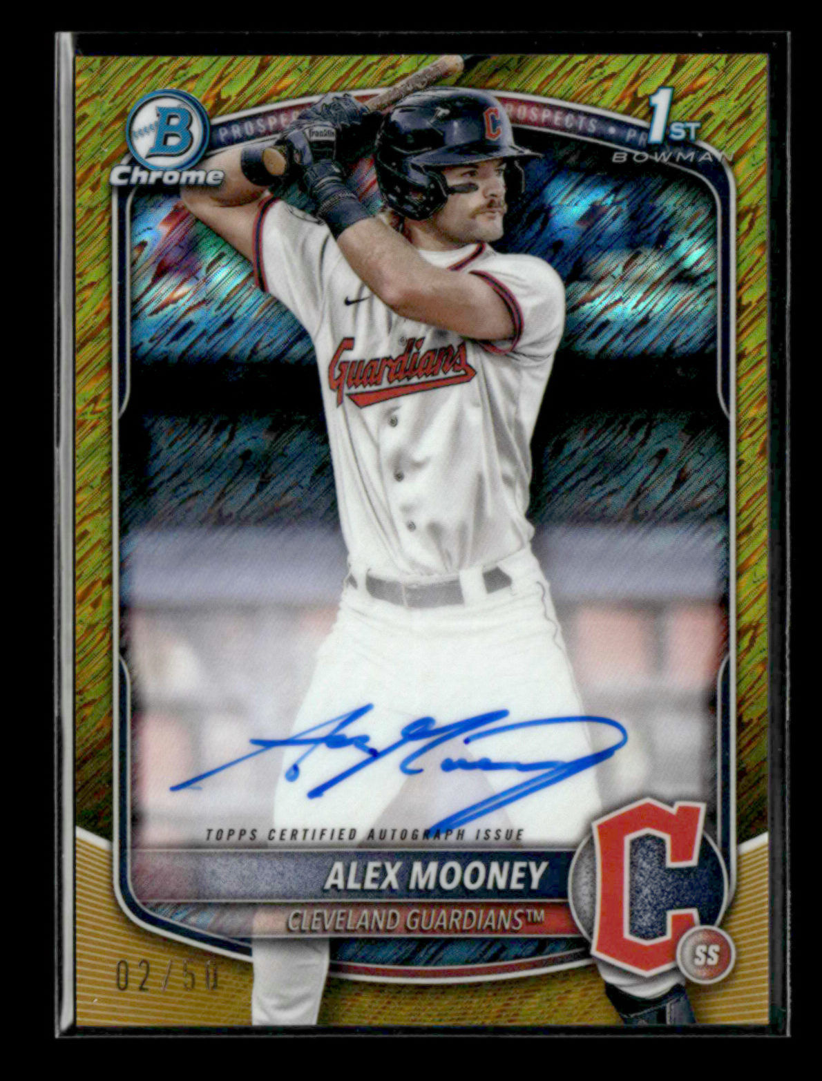 Alex Mooney 2025 Topps Bowman 1st Chrome Prospect Auto Gold Shimmer 02/50 [lfB63