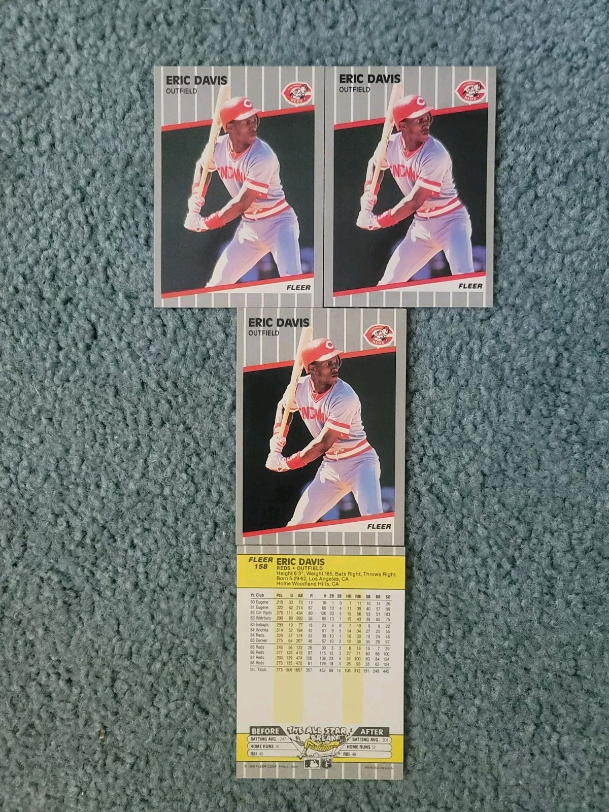 1989 Fleer Eric Davis Baseball Card Lot of approx 4 Cards eBay