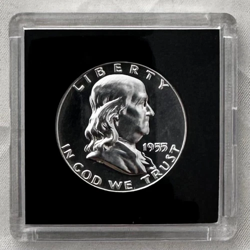 1955 FRANKLIN HALF DOLLAR, PRISTINE PREMIUM GEM, 90% SILVER, US MINT PROOF COIN