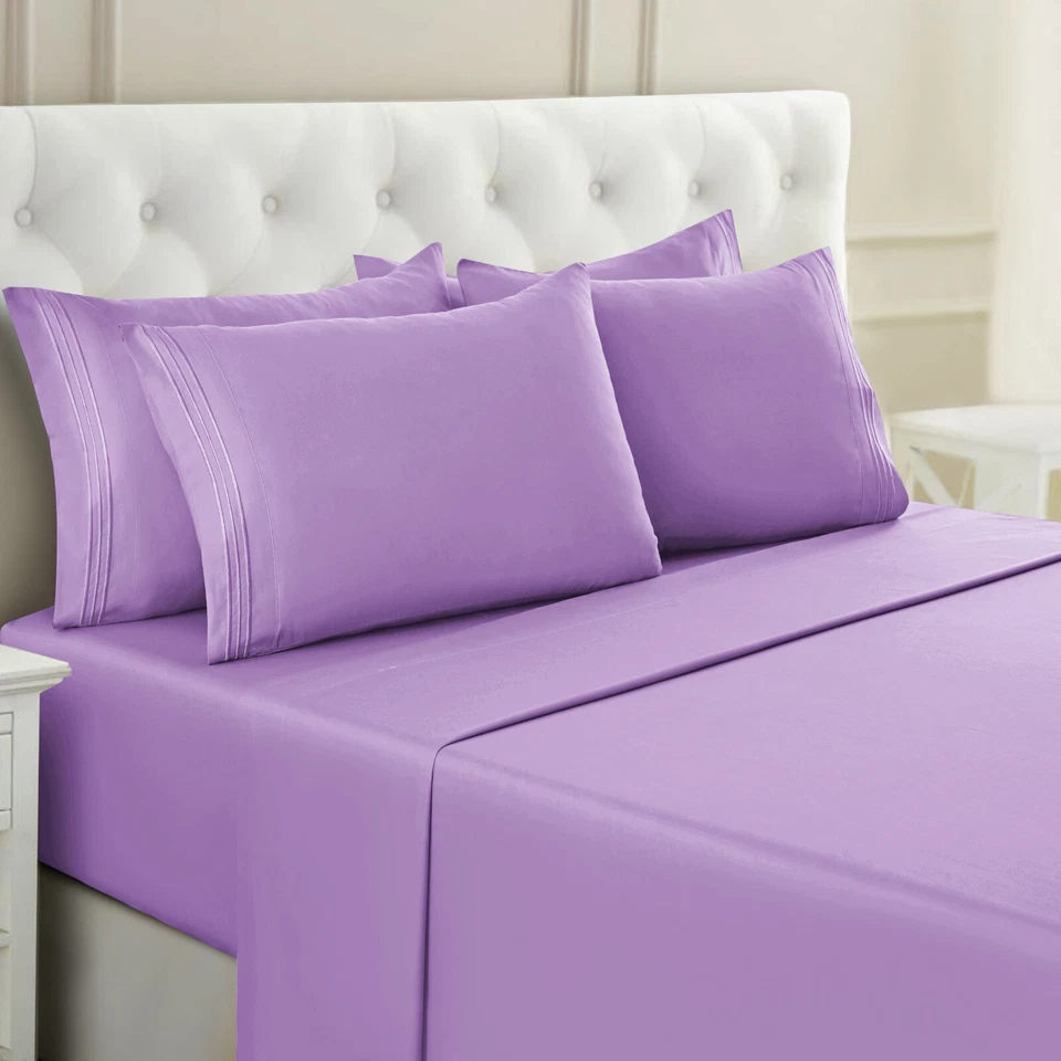 1800 Series 6-Piece Bed Sheet Set Soft Deep Pocket Twin King Queen Full Sheets - Image 3 of 4