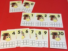 OWL TENS FRAMES- Laminated Dry Erase cards - Teaching supplies