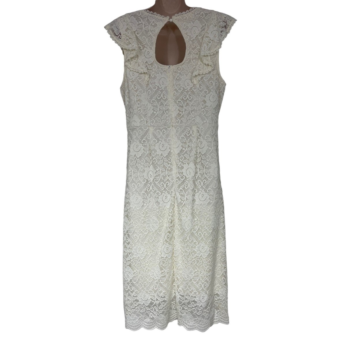 Size Large Ivory Creme Lace Pencil Dress Sheath Wedding Bride Mother Groom | eBay Size Large Ivory Creme Lace Pencil Dress Sheath Wedding Bride Mother Groom | eBay