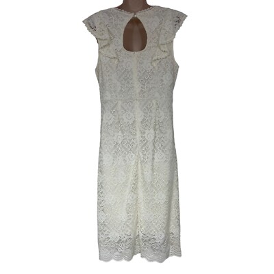 Size Large Ivory Creme Lace Pencil Dress Sheath Wedding Bride Mother Groom  | eBay