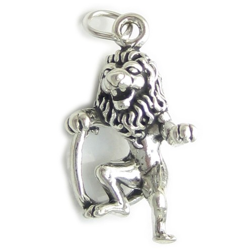 Ciondolo Scudo Con Leone Rampante In Argento Sterling 925 - Charm Shields Lions - Gioiello Uomo/Donna - 2