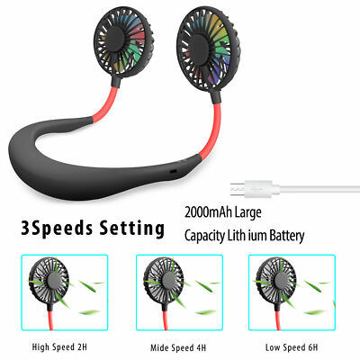 Hanging Personal Portable Neck Fan, Sport Wear Aromatherapy fan with Led lights