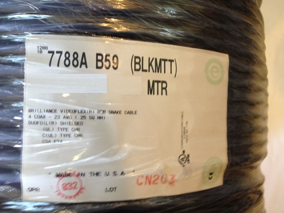 Belden 7788A B59 Brilliance Mini RGB 4 Coax Snake Cable AWG 23 Wire 100 Feet - Image 2 of 2