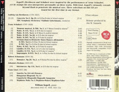 WILLIAM KAPELL BEETHOVEN: CONCERTO NO. 2 NEW CD
