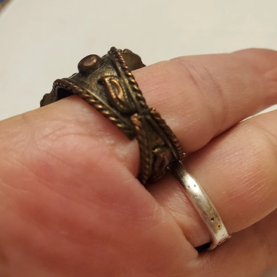 ¿Lapislázuli? Anillo ajustable de joyería de cobre de regalo hecho a mano con piedras preciosas azules  Foto 4 de 4