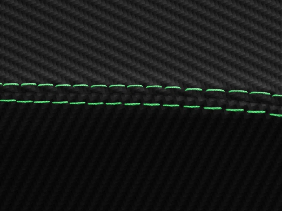 Cubierta del panel de la puerta del reposabrazos delantero de fibra de carbono para VW Jetta 2011-2014 puntada verde Foto 3 de 4