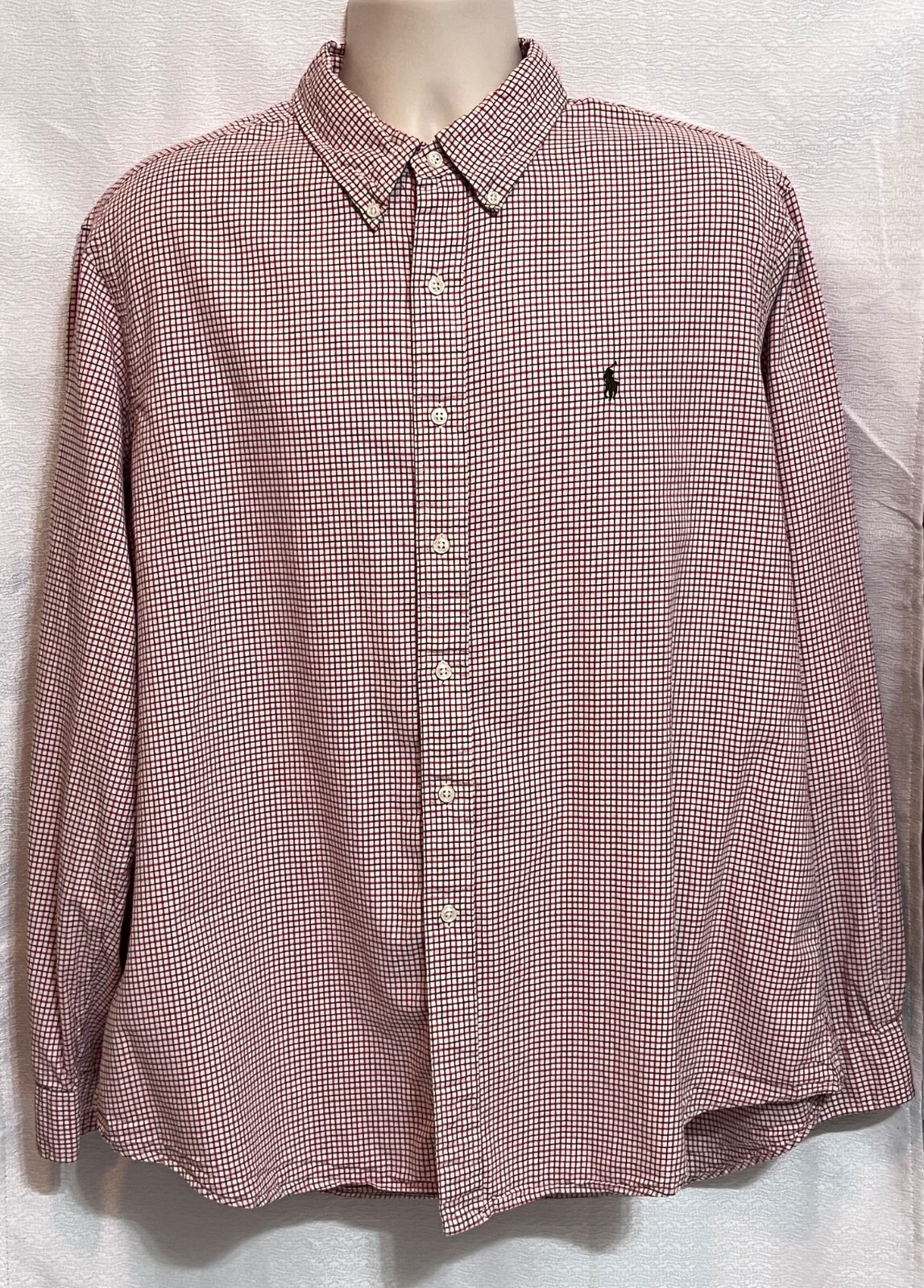 VTG Ralph Lauren Plaid Long Sleeve Pony Logo Shirt Mens XXL Red Preppy Heritage