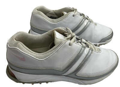 Nike Golf シューズ(女性用) シルバー Womens NIKE Air Sz 6 Golf Spike Shoes Lace Up Sneakers White