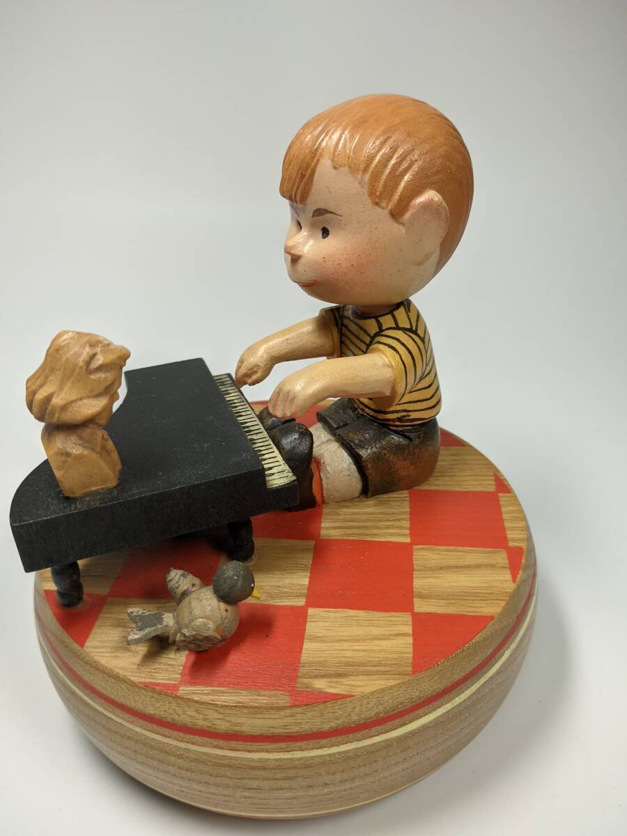 60s ANRI Vintage Wooden Carved Music Box Schroeder Piano 60s ANRI Vintage Wooden Carved Music Box Schroeder Piano