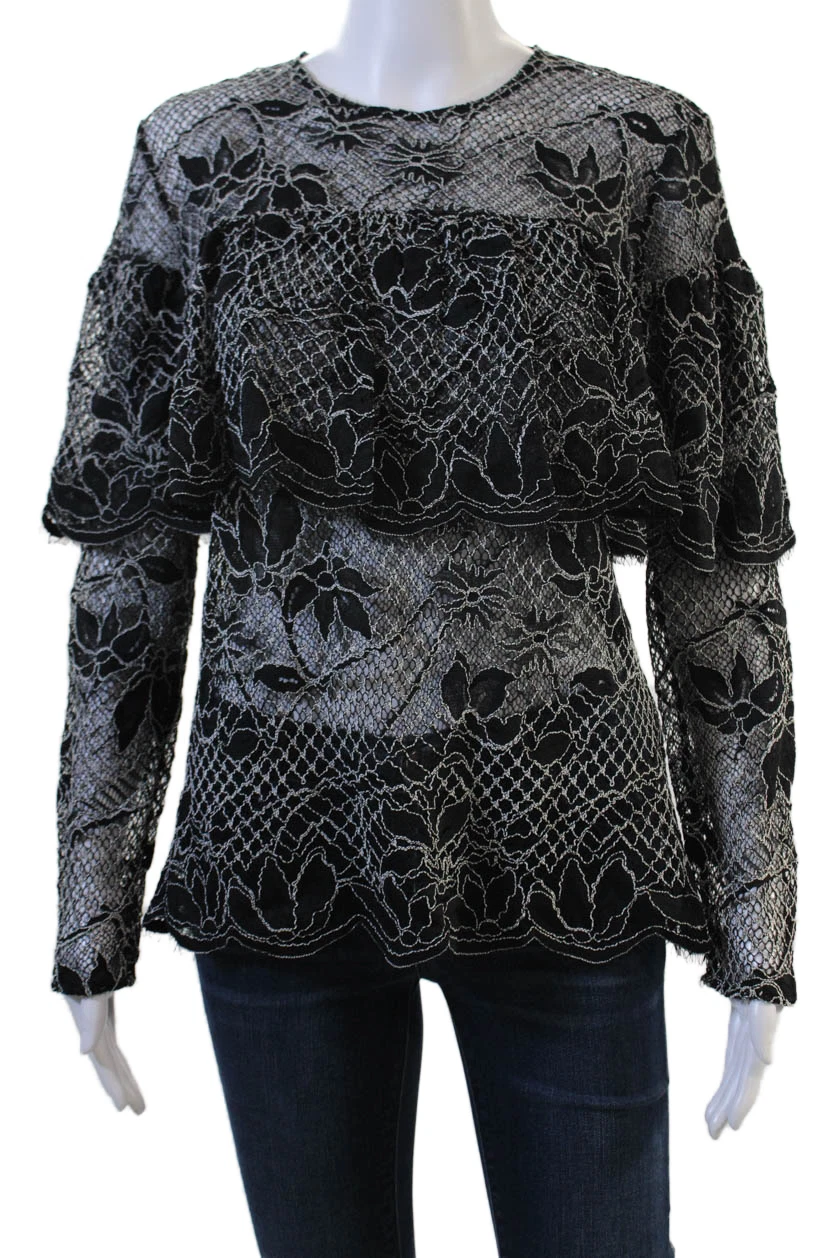 Zara Womens Floral Black Long Sleeve Round Neck Blouse Size L
Opens in a new window or tab