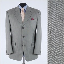 Mens Herringbone Blazer 44S UK Size BOULE Light Grey Sport Coat Jacket