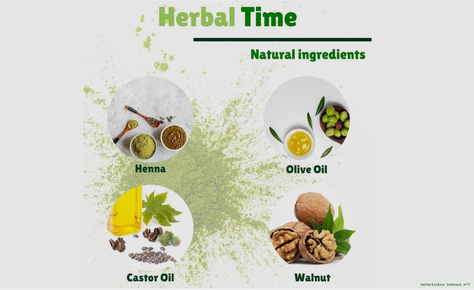 Herbal Time Bio Henna Haarfarbe Creme Color Schwarz Pflanzen - Bild 3 von 4