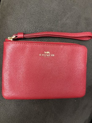 Coach NWT Red Wristlet Wallet Clutch Zip Around Leather | eBay