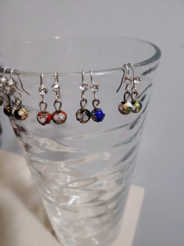 5 pares de cuentas de cloisonné, un tipo de abalorio esmaltado. .  Hay muy lindo Foto 4 de 4