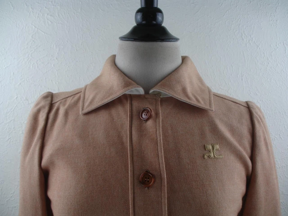 Mujer De Colección Años 60 Courreges París Francia Tostado 3 Piezas Traje Chaqueta Falda Pantalones Lana Foto 3 de 4