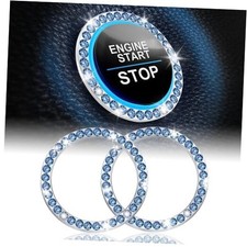 2 PCS Crystal Rhinestone Car Engine Start Stop Decoration Ring, Bling Car Blue