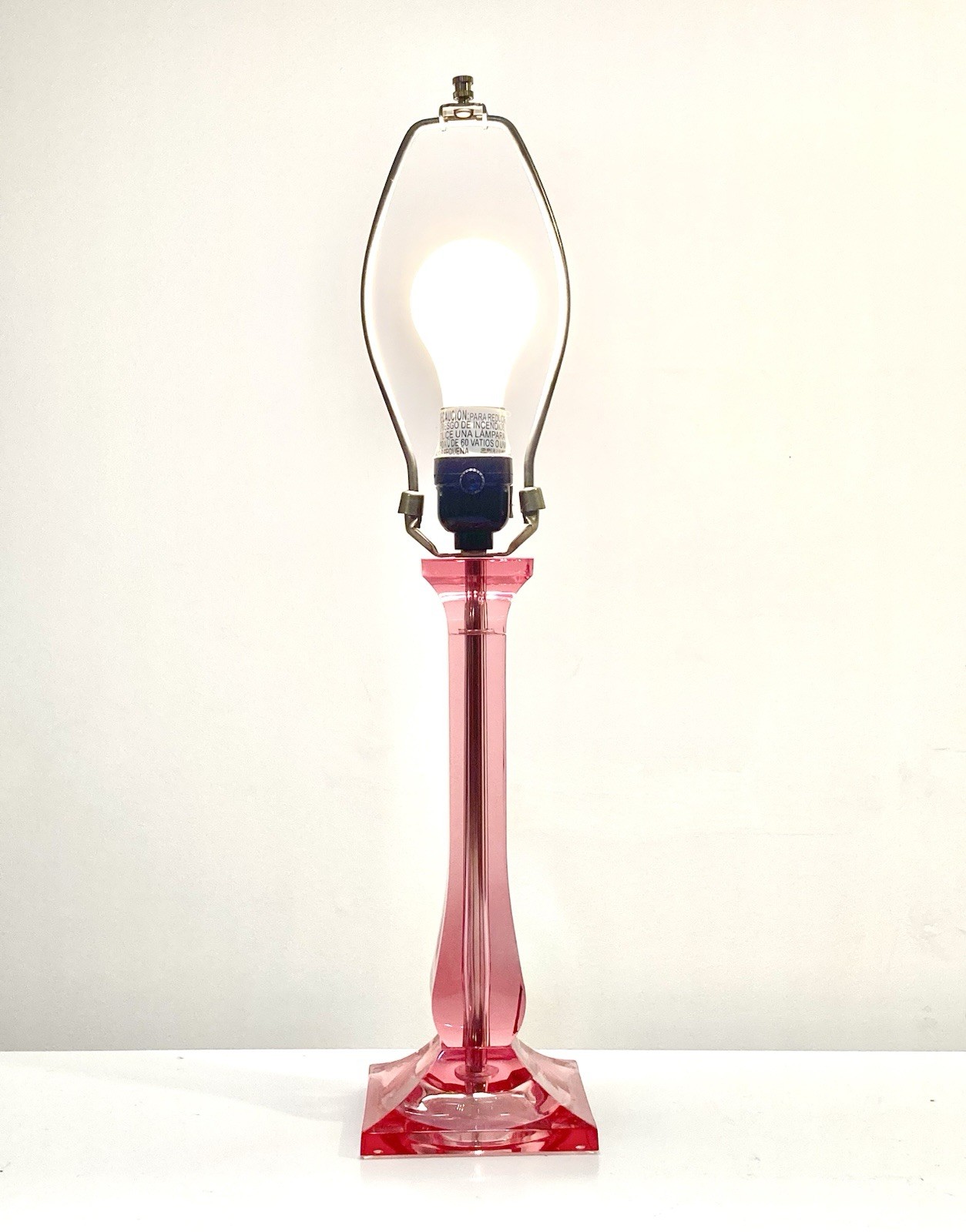 Fuchsia Pink Translucent Lucite Lamp - Retro Glam Barbie Vintage 60s MCM Boudoir