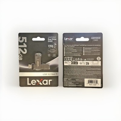 Lexar 512GB JumpDrive Dual Drive D400 USB 3.2 TypeC & Type-A Flash Drive 170 MBs