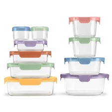 Ello 20pc Color Lock Mixed Food Storage Container Set: Glass & Polypropylene,