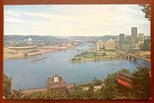 The Duquesne Heights Incline Aerial View 3 Rivers Pittsburgh PA Postcard