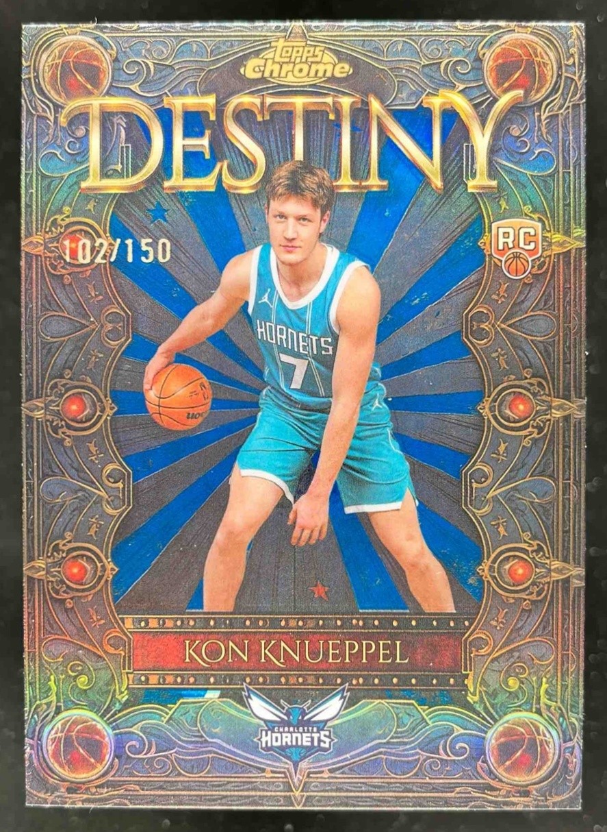 2025 Topps Chrome Kon Knueppel Destiny Blue Refractor /150 #D-4 RC Hornets